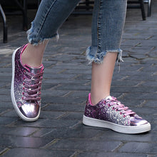 Load image into Gallery viewer, Spring Women Sneakers Casual Flat lace-Up Bling Glitter Shining Green Beautiful Vulcanized Shoes Woman