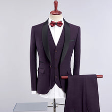 Load image into Gallery viewer, Wedding Suits For Men Shawl Collar 3 Pieces Slim Fit Burgundy Suit Mens Royal Blue Tuxedo Jacket