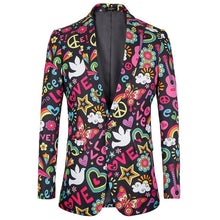 Load image into Gallery viewer, mens jacket slim fit Halloween print floral Men suits blazer euro plus size 4XL Tuxedo prom men clothing
