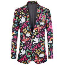 Load image into Gallery viewer, mens jacket slim fit Halloween print floral Men suits blazer euro plus size 4XL Tuxedo prom men clothing