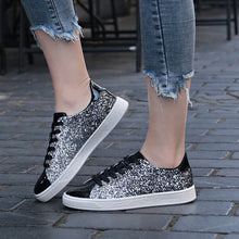 Load image into Gallery viewer, Spring Women Sneakers Casual Flat lace-Up Bling Glitter Shining Green Beautiful Vulcanized Shoes Woman