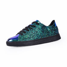Load image into Gallery viewer, Spring Women Sneakers Casual Flat lace-Up Bling Glitter Shining Green Beautiful Vulcanized Shoes Woman