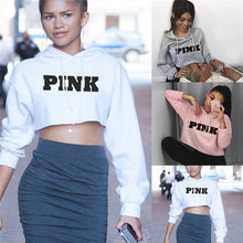 Load image into Gallery viewer, Women Oversized Hoodies Jumper Sweatshirt Female Pink Cropped Top 2017 Winter Kawaii Harajuku Letter Loose Pullover