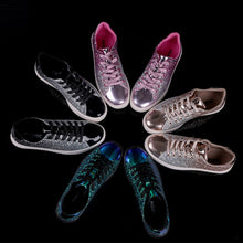 Load image into Gallery viewer, Spring Women Sneakers Casual Flat lace-Up Bling Glitter Shining Green Beautiful Vulcanized Shoes Woman