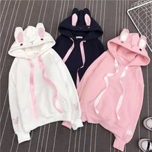 Load image into Gallery viewer, Women Cute Bunny Hoodie Long Sleeve Hoodie Lovely Female Rabbit Hoody Sweatshirts Loose Size Lovely Cotton Treetwear