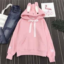 Load image into Gallery viewer, Women Cute Bunny Hoodie Long Sleeve Hoodie Lovely Female Rabbit Hoody Sweatshirts Loose Size Lovely Cotton Treetwear