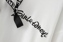 Load image into Gallery viewer, Plus Size Summer Hoodies Letter Embroidery Women Hooded Hoodies Short Sleeve Sweatshirt Hole Loose Pullovers Female Tops
