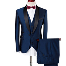 Load image into Gallery viewer, Wedding Suits For Men Shawl Collar 3 Pieces Slim Fit Burgundy Suit Mens Royal Blue Tuxedo Jacket