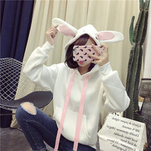 Load image into Gallery viewer, Women Cute Bunny Hoodie Long Sleeve Hoodie Lovely Female Rabbit Hoody Sweatshirts Loose Size Lovely Cotton Treetwear