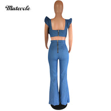 Load image into Gallery viewer, Casual Bodycon Sleeveless Jean Jumpsuits Women Summer Back Zipper Ruffle Jumpsuits Sexy Backless Denim Jeans Jumpsuit