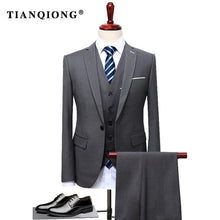 Load image into Gallery viewer, Suits Wedding Groom Plus Size 4XL 3 Pieces(Jacket+Vest+Pant) Slim Fit Casual Tuxedo Suit Male