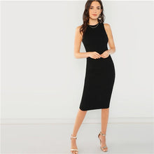 Load image into Gallery viewer, Black Sleeveless Dress Female Simple Dress Cotton