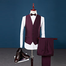 Load image into Gallery viewer, Wedding Suits For Men Shawl Collar 3 Pieces Slim Fit Burgundy Suit Mens Royal Blue Tuxedo Jacket