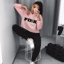 Load image into Gallery viewer, Women Oversized Hoodies Jumper Sweatshirt Female Pink Cropped Top 2017 Winter Kawaii Harajuku Letter Loose Pullover