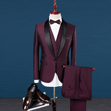 Load image into Gallery viewer, Wedding Suits For Men Shawl Collar 3 Pieces Slim Fit Burgundy Suit Mens Royal Blue Tuxedo Jacket
