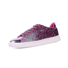 Load image into Gallery viewer, Spring Women Sneakers Casual Flat lace-Up Bling Glitter Shining Green Beautiful Vulcanized Shoes Woman
