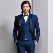 Load image into Gallery viewer, Wedding Suits For Men Shawl Collar 3 Pieces Slim Fit Burgundy Suit Mens Royal Blue Tuxedo Jacket
