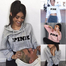 Load image into Gallery viewer, Women Oversized Hoodies Jumper Sweatshirt Female Pink Cropped Top 2017 Winter Kawaii Harajuku Letter Loose Pullover