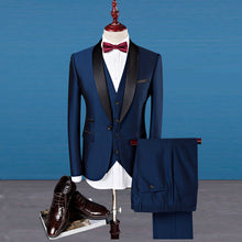 Load image into Gallery viewer, Wedding Suits For Men Shawl Collar 3 Pieces Slim Fit Burgundy Suit Mens Royal Blue Tuxedo Jacket