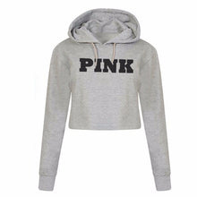 Load image into Gallery viewer, Women Oversized Hoodies Jumper Sweatshirt Female Pink Cropped Top 2017 Winter Kawaii Harajuku Letter Loose Pullover