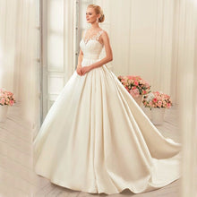Load image into Gallery viewer, Satin Wedding Dresses Ball Gown real photo white &amp; Ivory elegant Bridal Dress Open Back Wedding Dresses