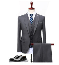 Load image into Gallery viewer, Suits Wedding Groom Plus Size 4XL 3 Pieces(Jacket+Vest+Pant) Slim Fit Casual Tuxedo Suit Male